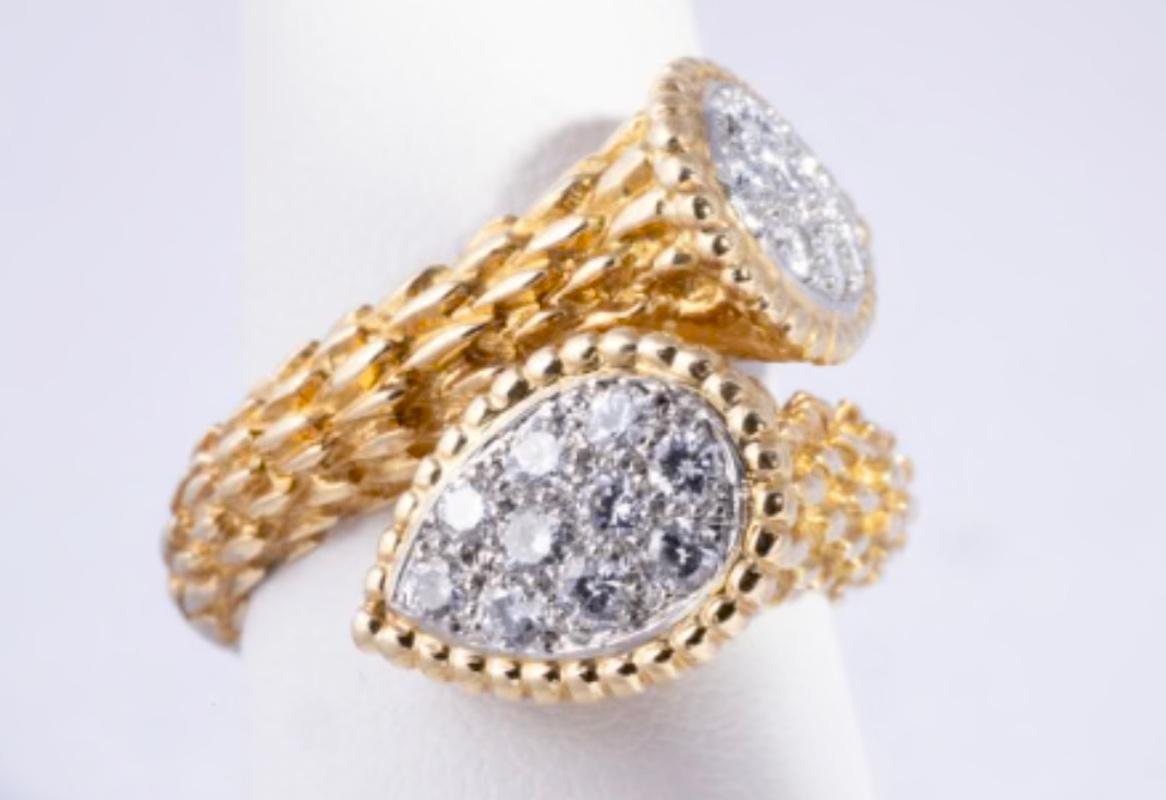 Brilliant Cut Boucheron Paris Toi et Moi Serpent Boheme Ring in 18K Yellow Gold with Diamonds For Sale