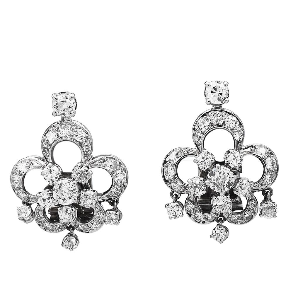 Boucheron Paris Vintage Diamond Platinum Clip-On Earrings