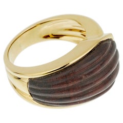 Boucheron Paris Wood Yellow Gold Cocktail Ring Circa 1970s