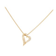 Boucheron "B" Collection Pave Set Diamond Heart Pendant on Chain