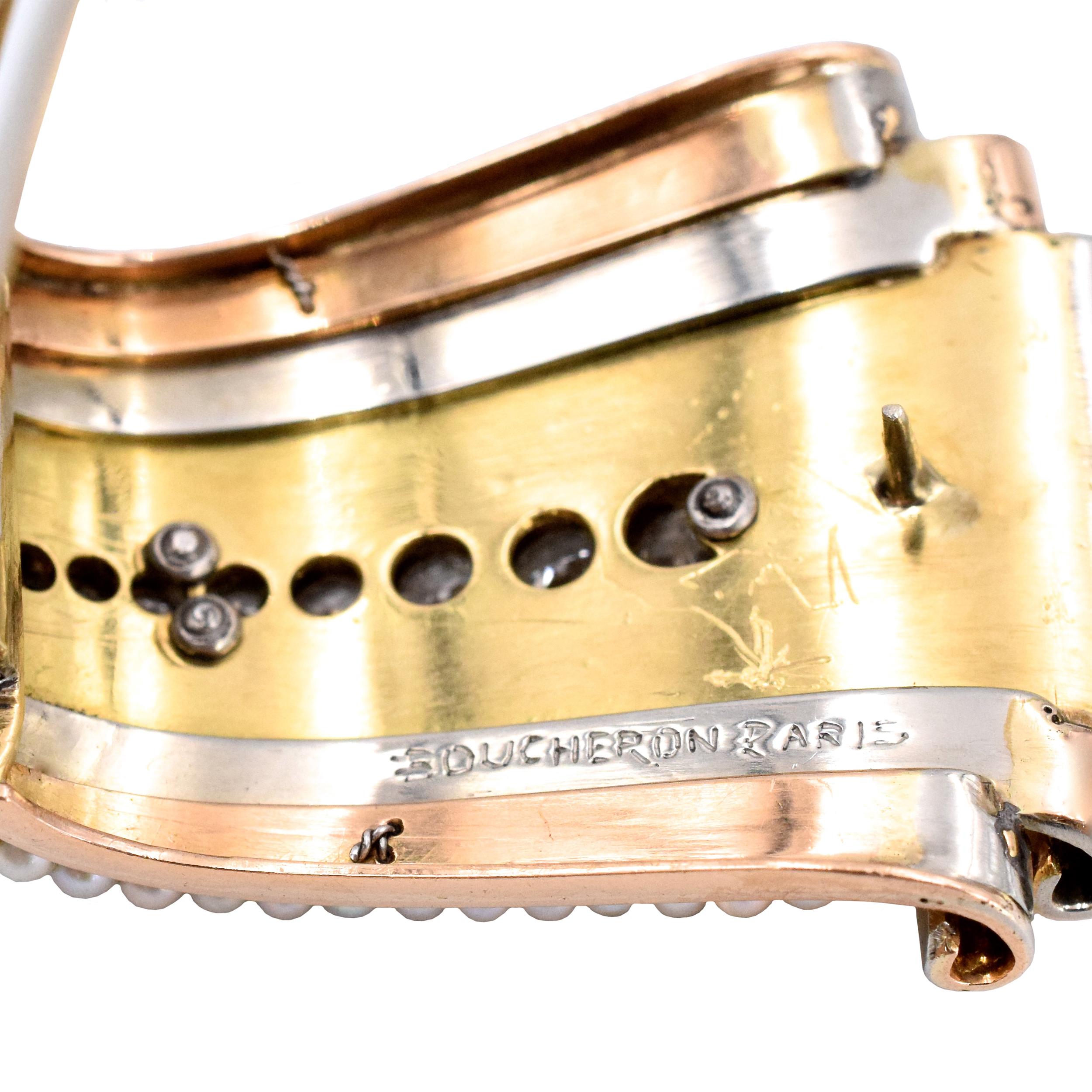 Boucheron Perle Diamant Gold Armreif mit Schnörkelmuster im Zustand „Hervorragend“ im Angebot in New York, NY