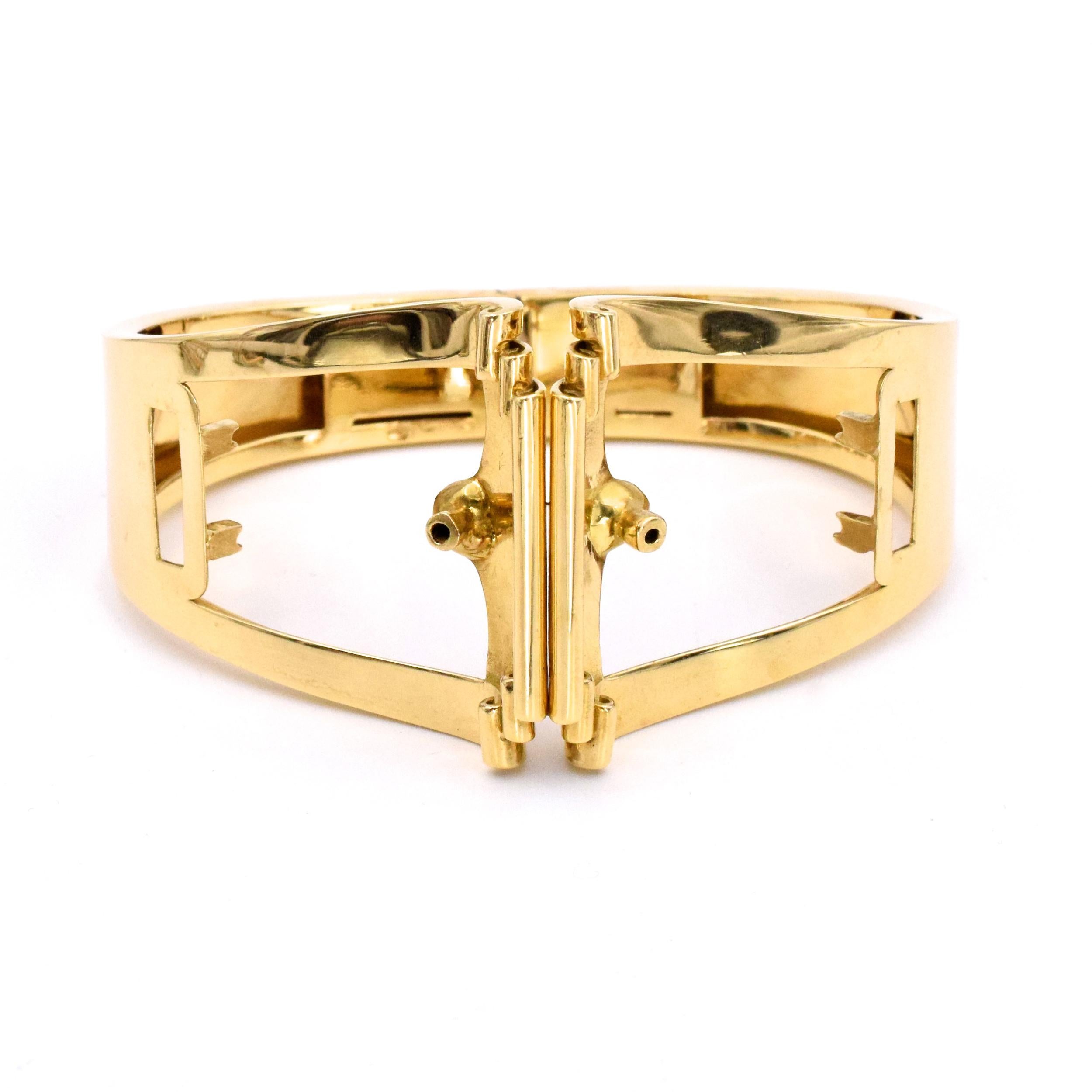 Retro Boucheron Pearl Diamond Gold Scroll Design Bangle Bracelet For Sale