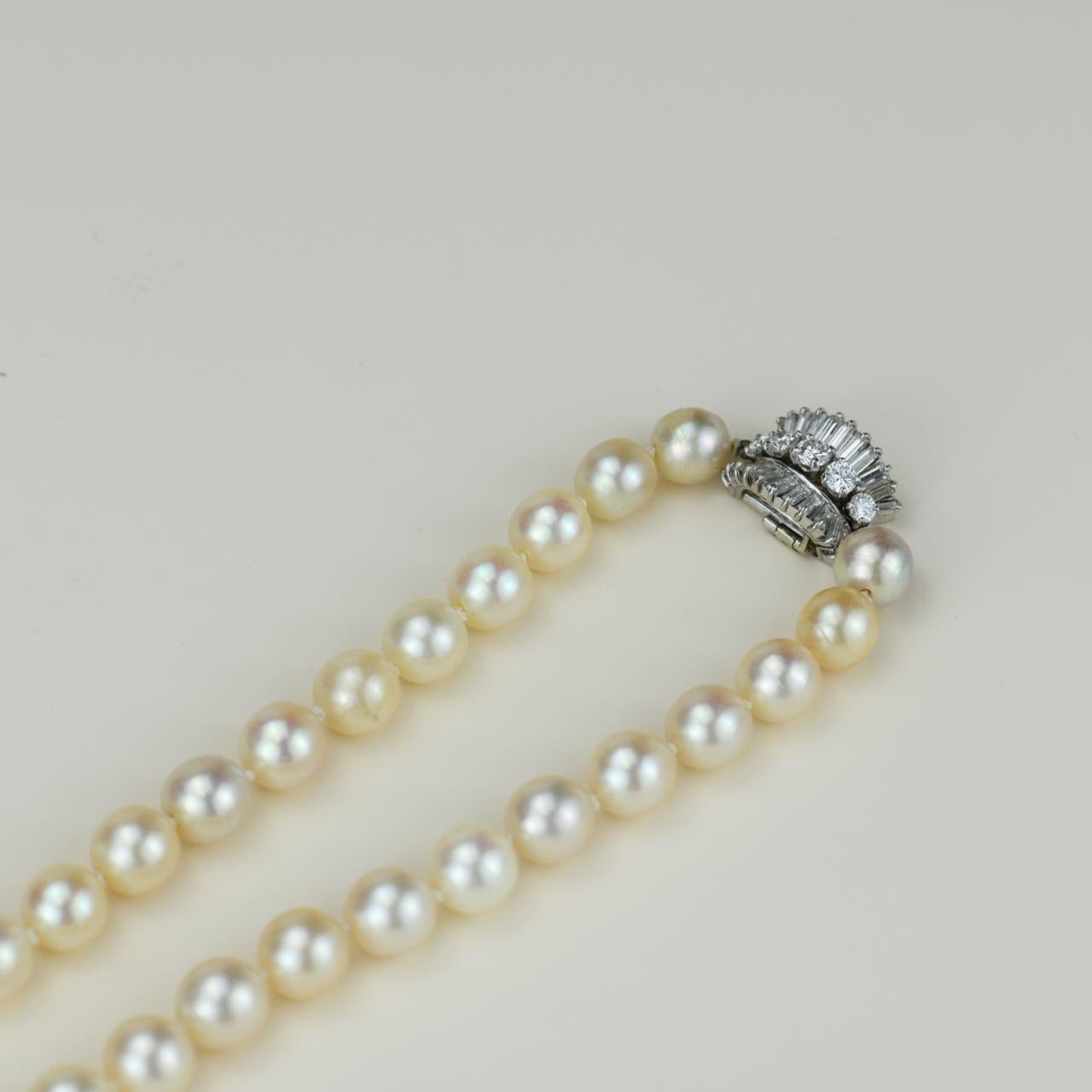 Brilliant Cut Boucheron Pearl Diamond Platinum Necklace For Sale