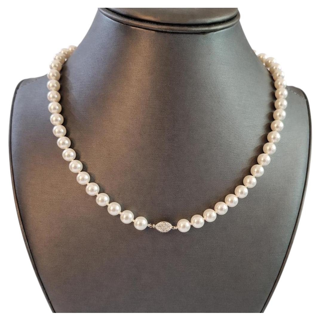 Boucheron Pearl Diamond Platinum Necklace For Sale