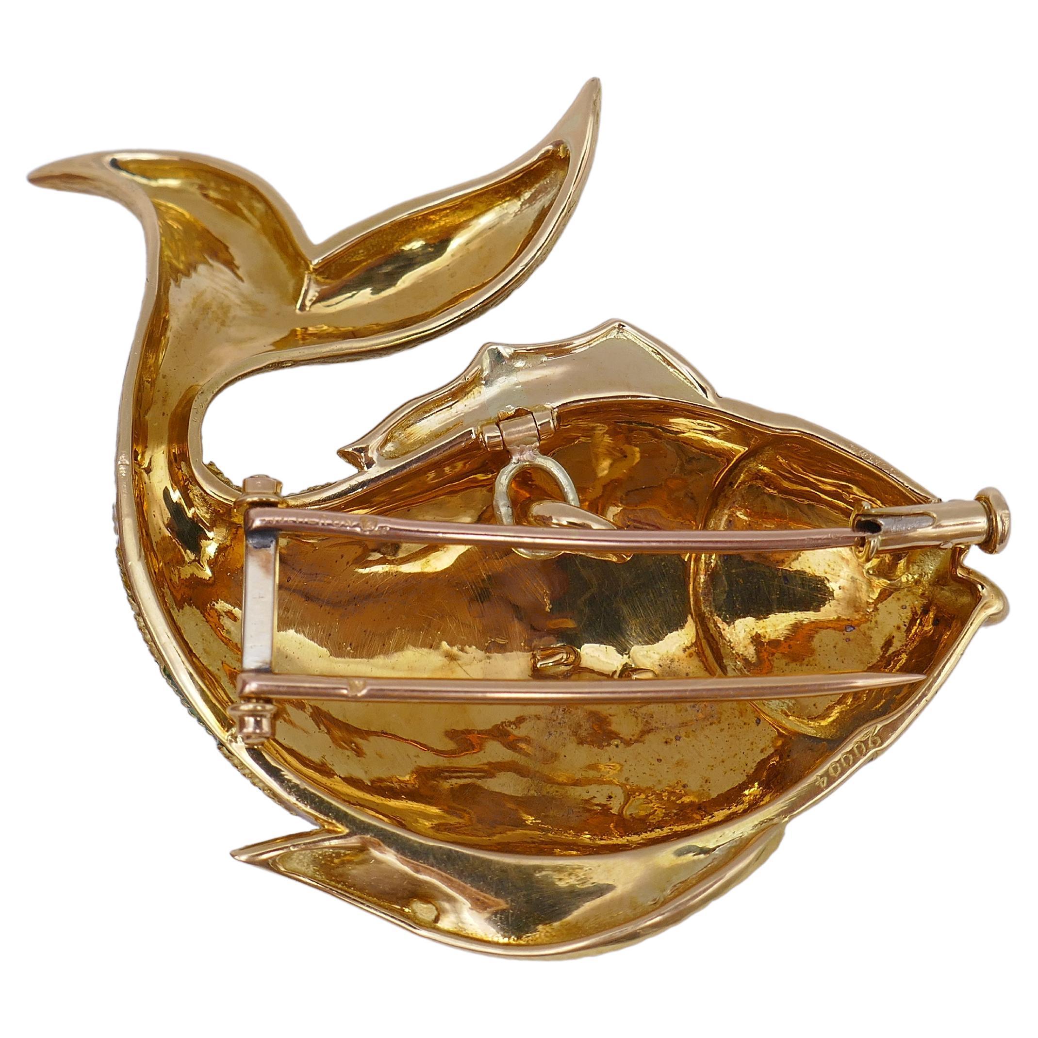 Boucheron Pendant Gold Brooch Fish Enamel Vintage 6