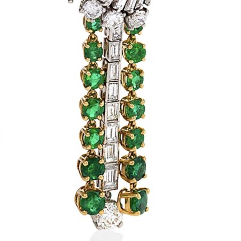Women's Boucheron Platinum, Gold, Diamond and Emerald Drop Earrings