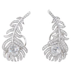 Boucheron Plume de Paon 18K White Gold 1.10ct Diamond Earrings BOU10-041626