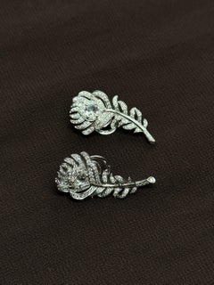 Boucheron Plume de Paon 18K White Gold  Diamond Earrings
