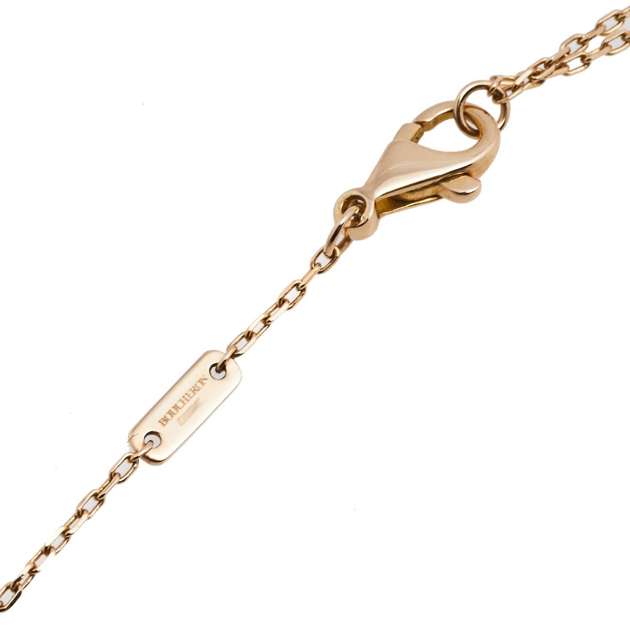 Contemporary Boucheron Plume de Paon Diamond 18k Rose Gold Pendant Necklace