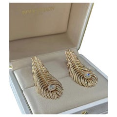 Pendientes Boucheron "Plume de Paon" Modelo Grande Oro Rosa 18k Lleno de Diamantes