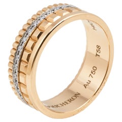 Boucheron, petite bague à anneau en or bicolore 18 carats avec diamants taille radiant Quadrate 58