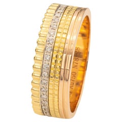 Boucheron Quatre Classique 18K Pink, Yellow and White Gold Diamond Band Ring Siz