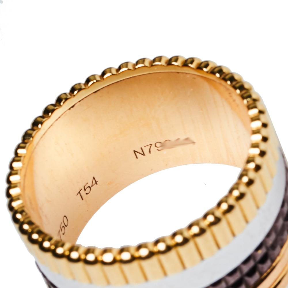 Boucheron Quatre Classique 18K Three Tone Gold Large Ring Size 54 In Good Condition In Dubai, Al Qouz 2