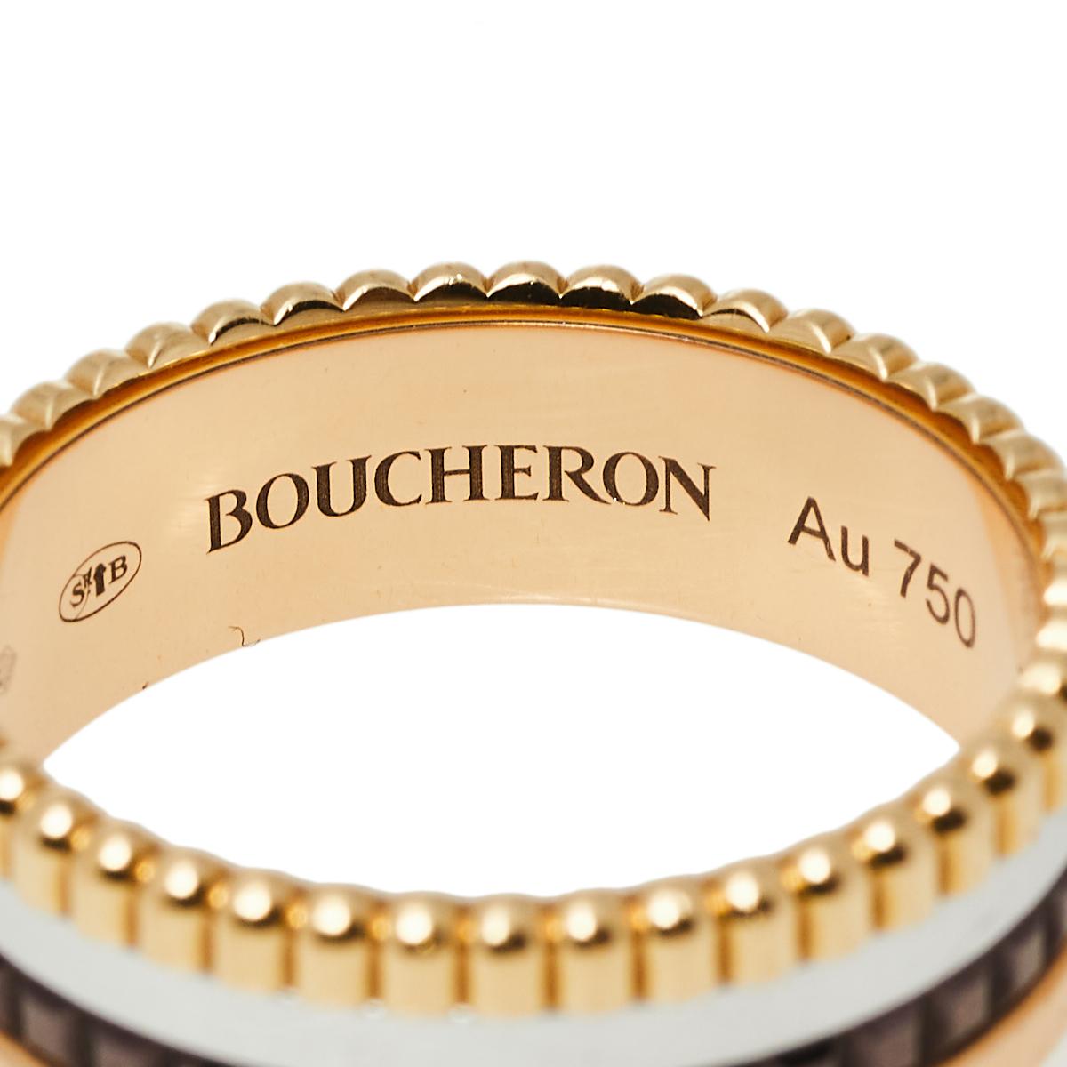 Boucheron Quatre Classique 18K Three Tone Gold PVD Small Band Ring 54 1