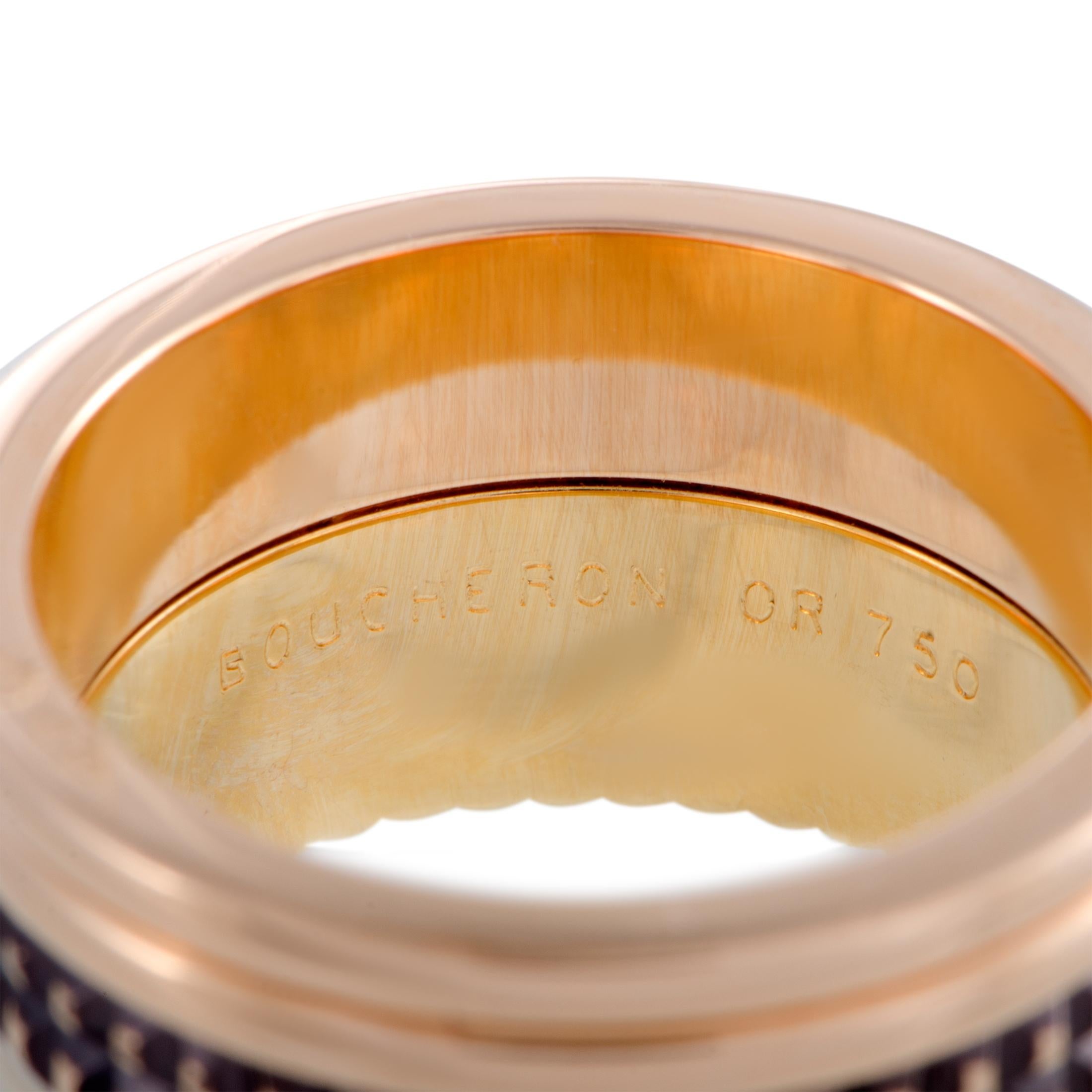 Boucheron Quatre Classique 18K Yellow White & Rose Gold & Brown Rhodium B& Ring 1