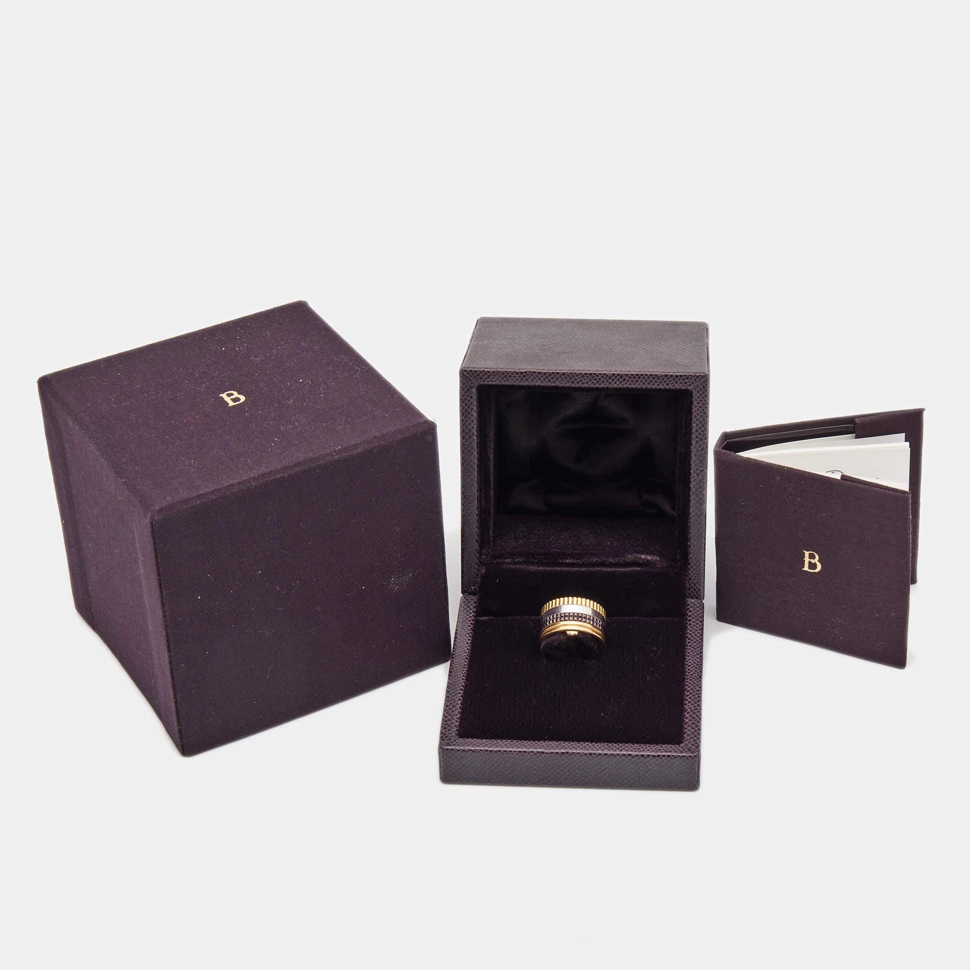Boucheron Quatre Classique Brown PVD 18k Three Tone Gold Large Ring Size 53 In Good Condition In Dubai, Al Qouz 2