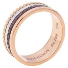 Boucheron Quatre Classique Braun PVD 18k Dreifarbiger Gold Ring Größe 54
