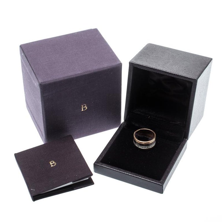 Boucheron Quatre Classique Diamond 18k Three Tone Gold Large Band Ring Size  63 For Sale at 1stDibs