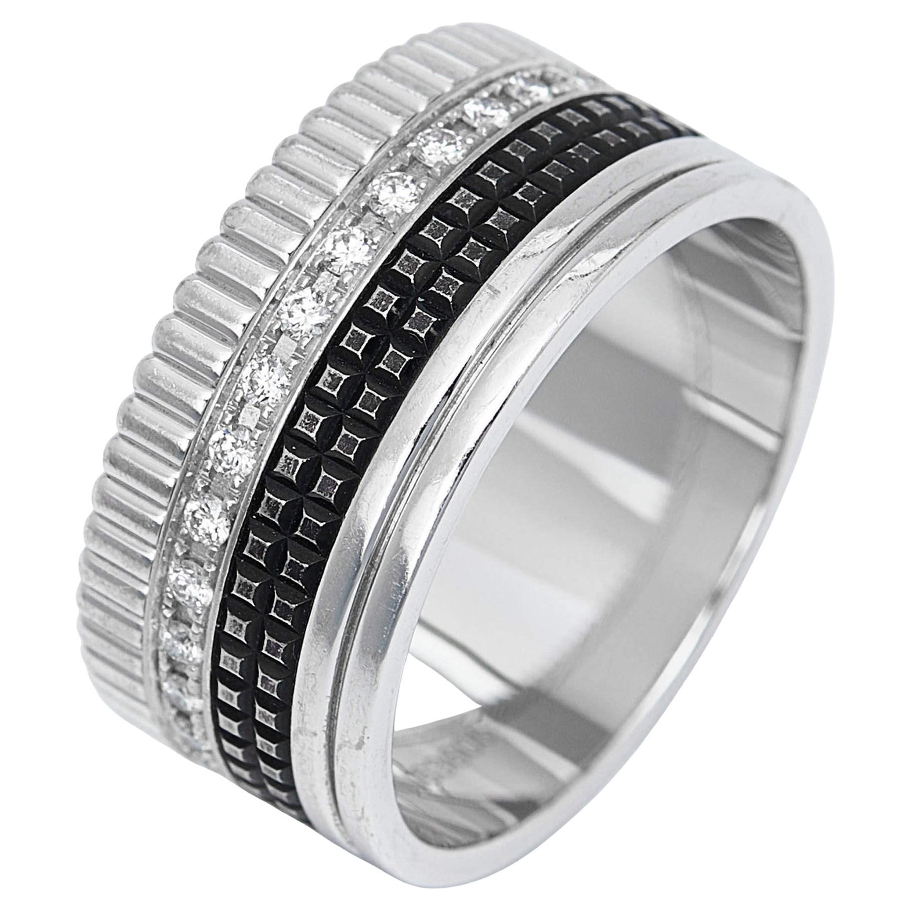 Boucheron Quatre Classique Diamond PVD 18k White Gold Ring Size 67