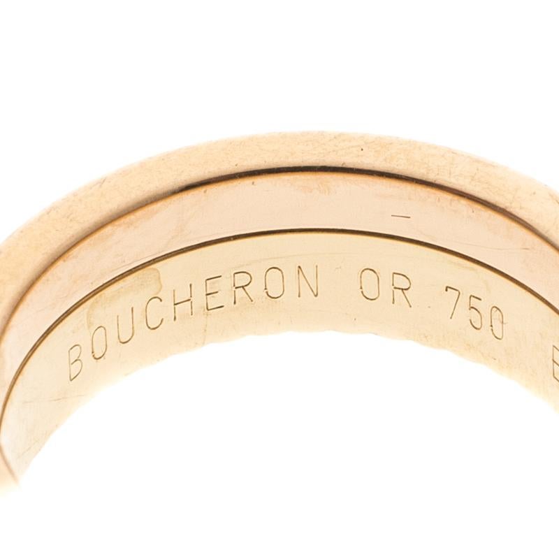 Boucheron Quatre Classique Diamonds 18k Three Tone Gold Band Ring Size 53 1