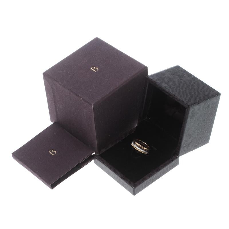 Boucheron Quatre Classique Diamonds 18k Three Tone Gold Band Ring Size 53 2