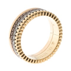Boucheron Quatre Classique Diamonds 18k Three Tone Gold Band Ring Size 53