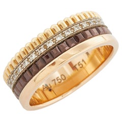 Boucheron Quatre Classique Diamonds 18k Three Tone Gold Small Band Ring 