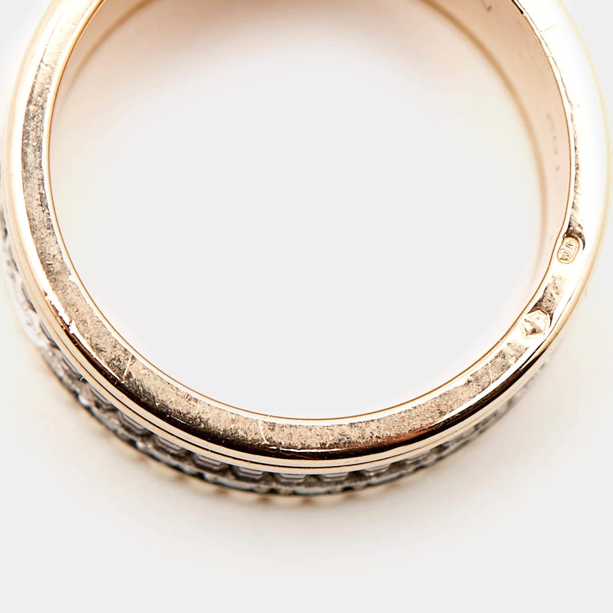 Boucheron Quatre Classique Diamonds PVD Bague en or 18 carats trois tons Taille 52 en vente 1