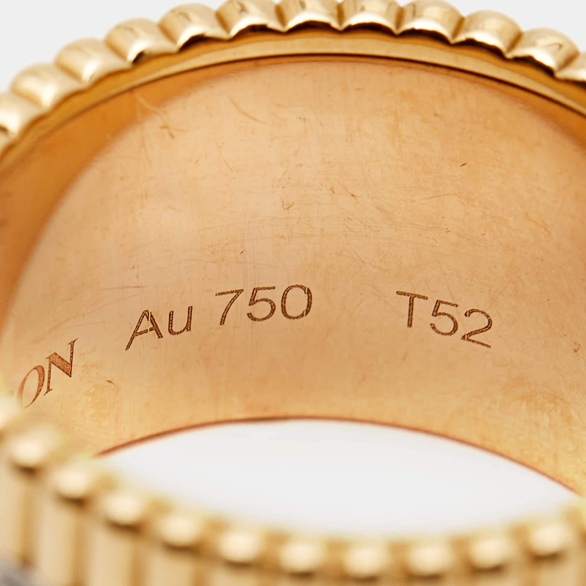 Boucheron Quatre Classique Diamonds PVD Bague en or 18 carats trois tons Taille 52 en vente 3