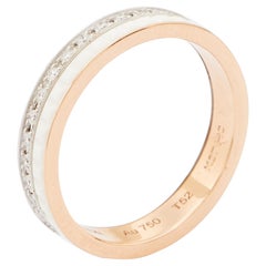Boucheron Quatre Diamonds White Ceramic 18k Two Tone Gold Ring Size 52