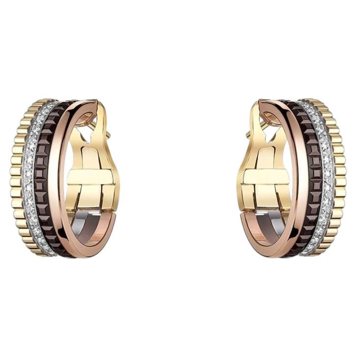 Pendientes de aro de diamantes Boucheron Quatre de oro de 18 quilates, Francia, 0,36 quilates