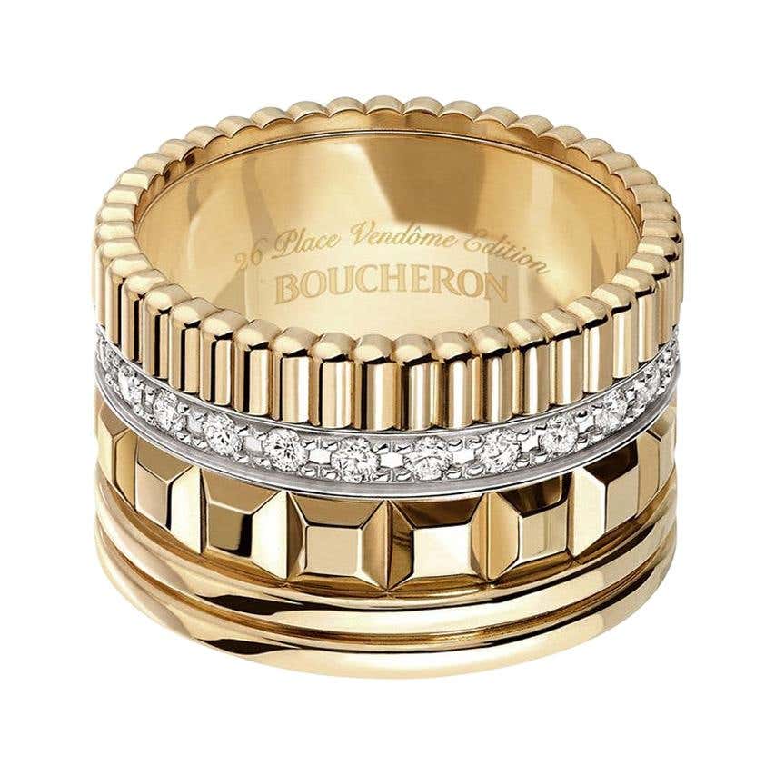Boucheron Quatre Radiant 18k Rose Gold and White Gold Diamond Ring at ...