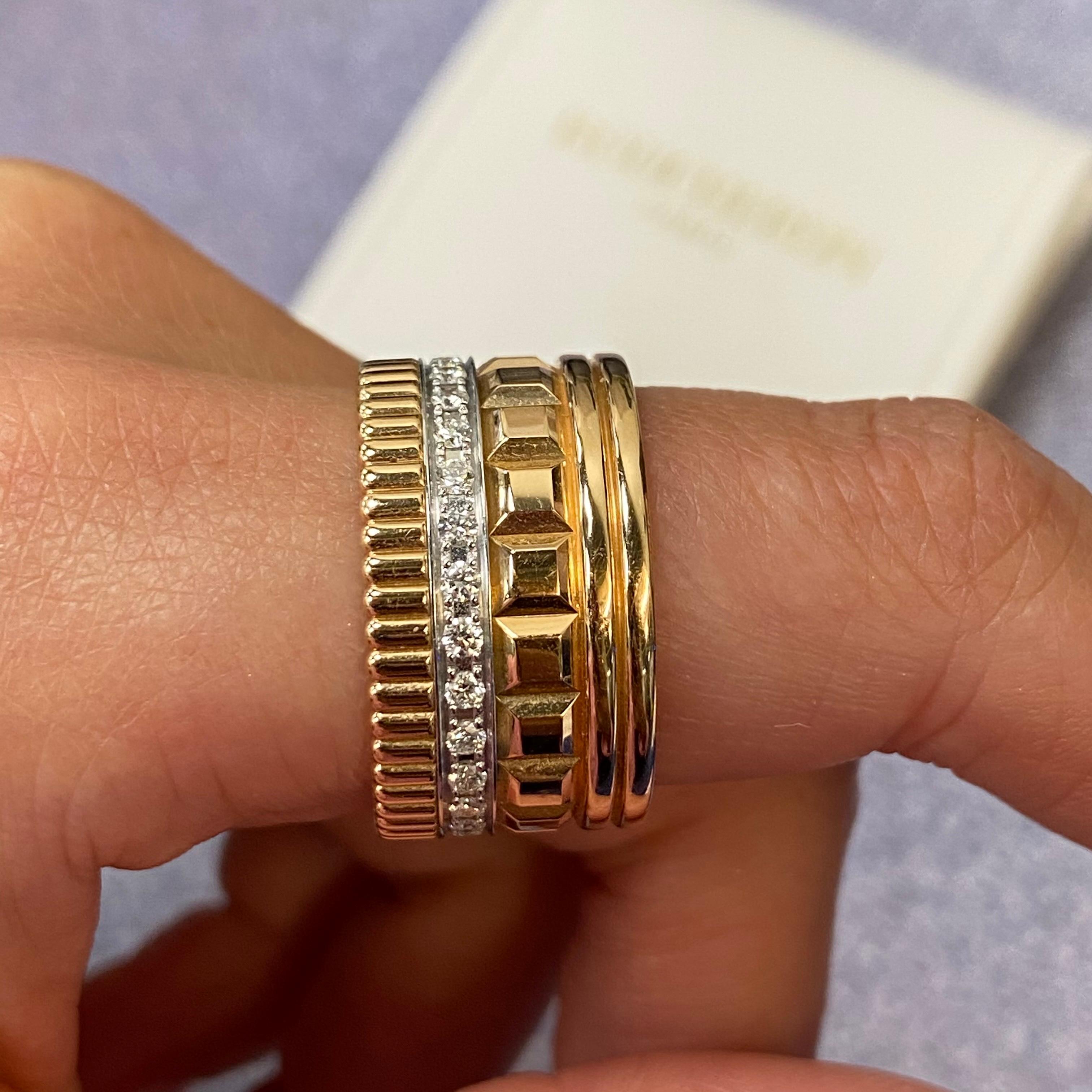 This Boucheron ring was created in celebration of the boutique’s 120 years on the Place Vendôme and its historical cobblestones, this ring radiates the light and energy sent by the Hôtel Particulier chosen by Frédéric Boucheron for its unique