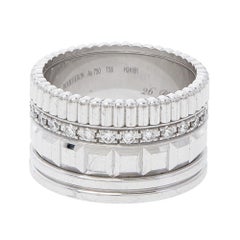 Boucheron Quatre Radiant Edition Diamond 18K White Gold Wide Band Ring 55