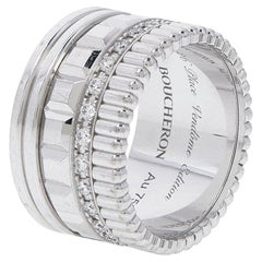 Boucheron Quatre Radiant Edition Bague large à anneau en or blanc 18 carats et diamants 55