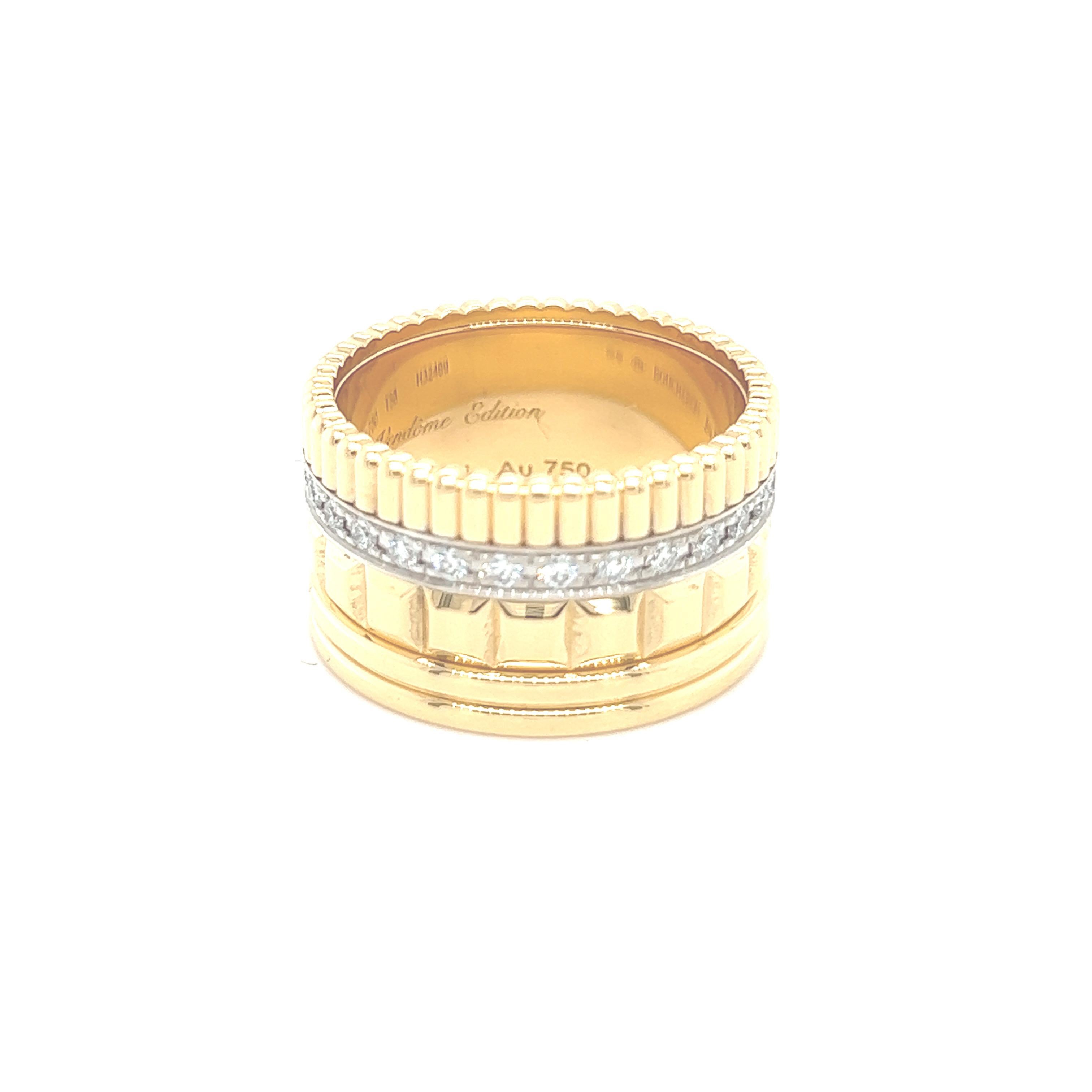 Brilliant Cut Boucheron Quatre Radiant Large Yellow Gold Diamond Ring, Anniversary Edition.
