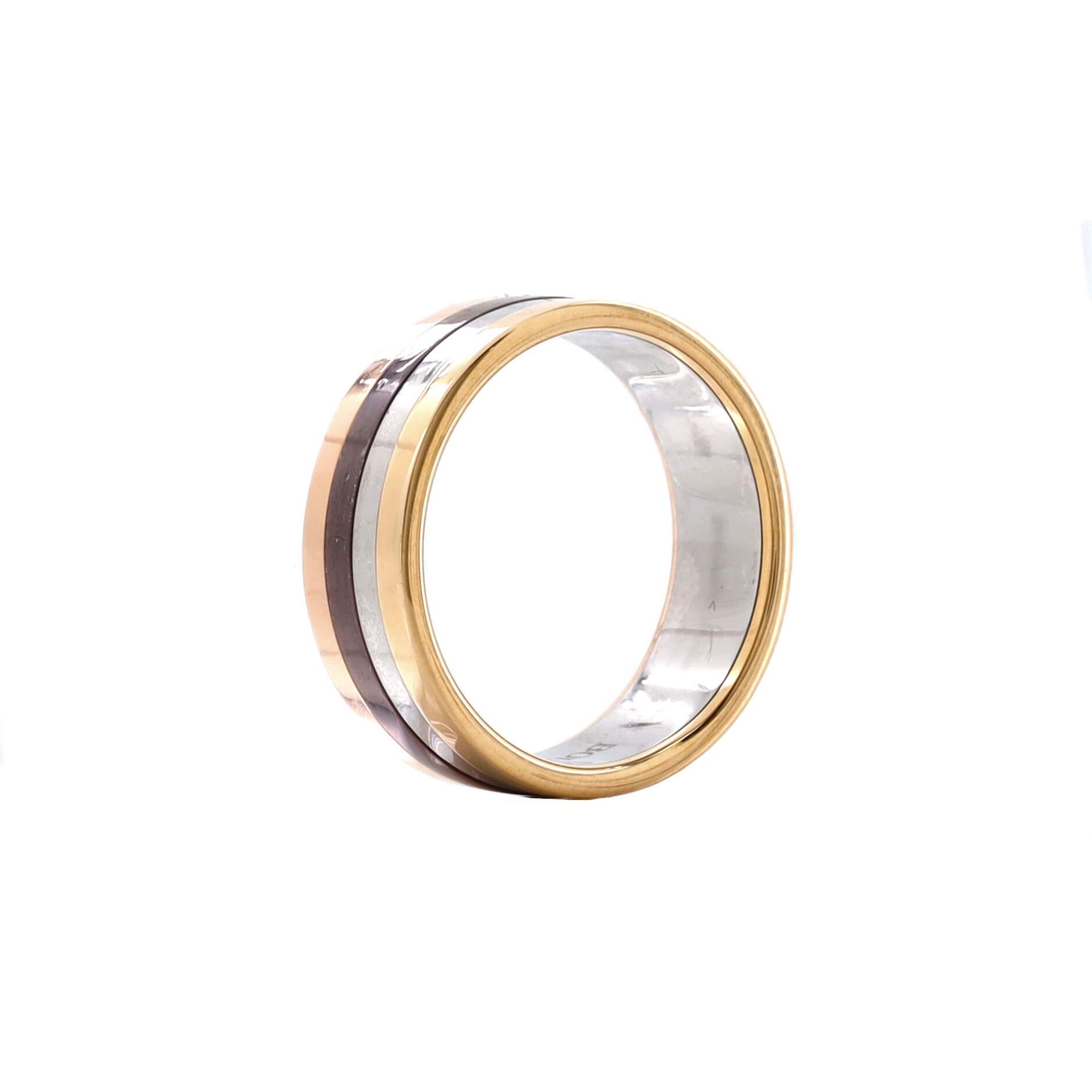 Boucheron Quatre Ring 18k Tricolor Gold with PVD In Good Condition In New York, NY