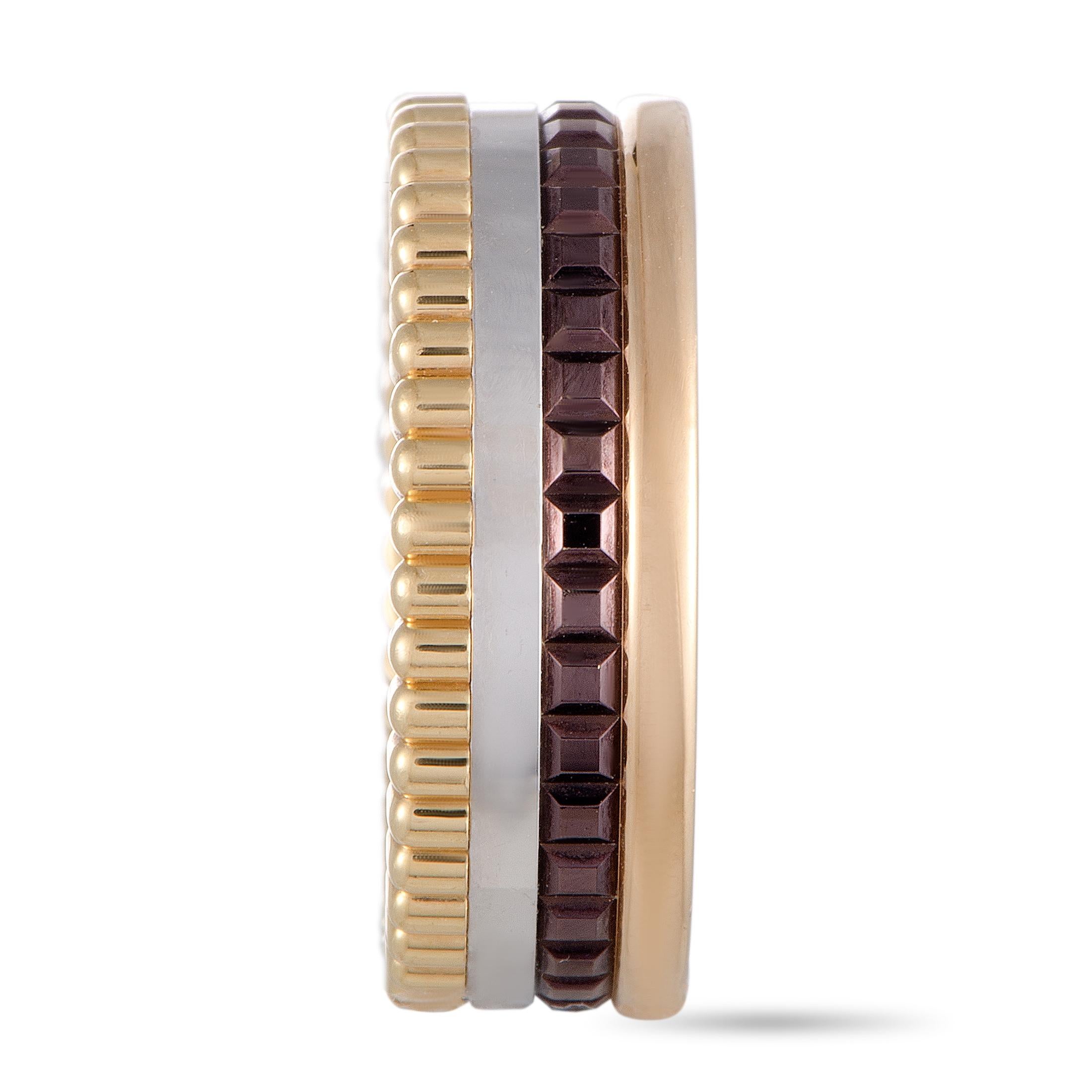 Boucheron Quatre White Edition 18K Yellow, White and Rose Gold and Brown Rhodium In Excellent Condition In Southampton, PA
