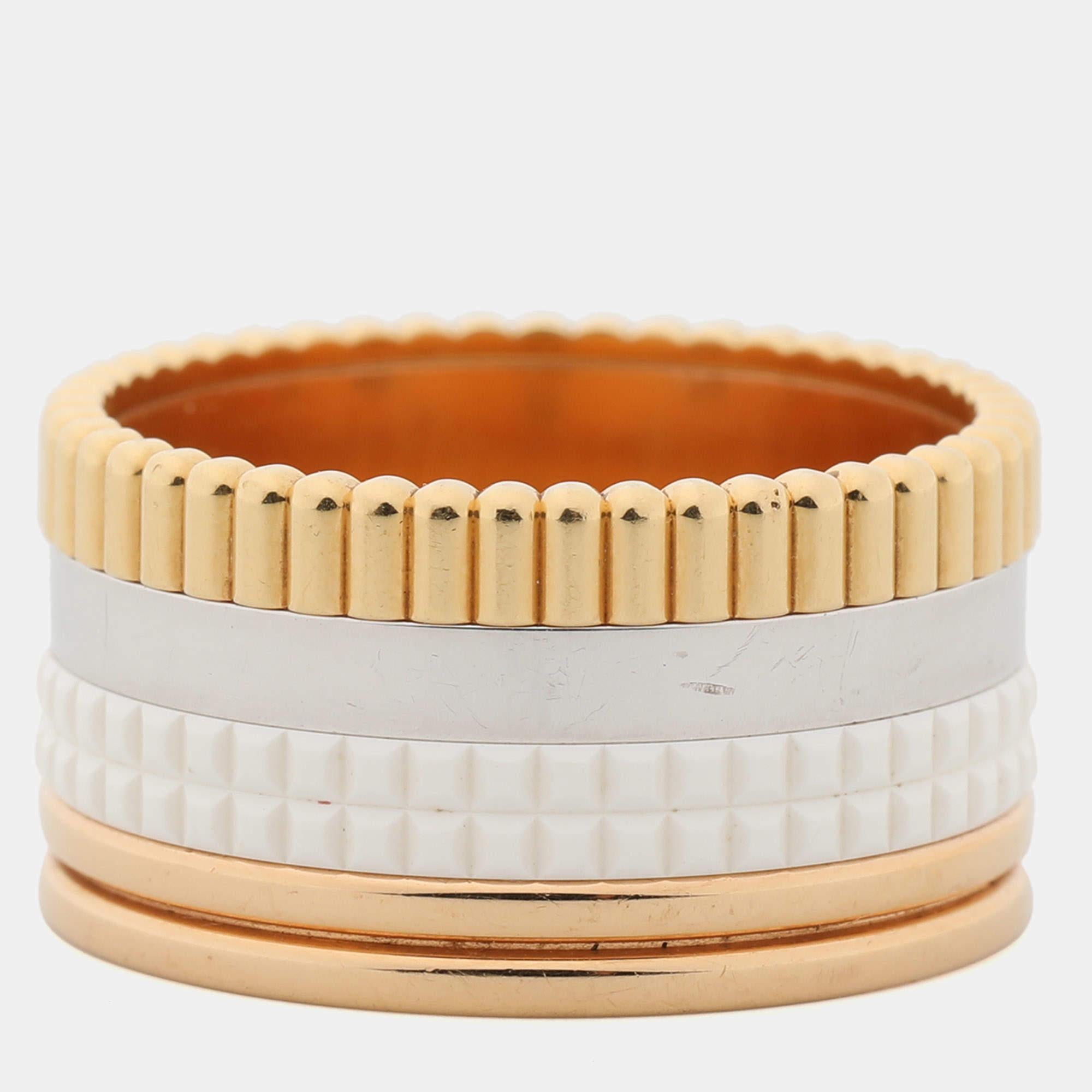 Une superbe bague signée Boucheron qui promet de se distinguer sur votre main. Il s'agit d'un bijou réalisé de main de maître qui incarne le luxe intemporel et l'élégance sophistiquée.