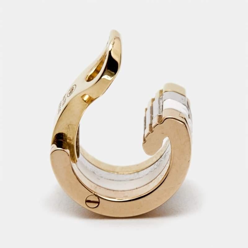 Boucheron Quatre Weiß Edition Keramik-Diamant 18k Dreifarbiger Gold-Einzelklammer-E-Clip-E (Ungeschliffen) im Angebot