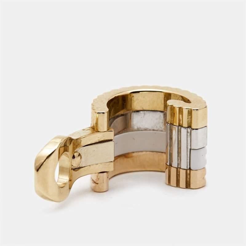 Boucheron Quatre Weiß Edition Keramik-Diamant 18k Dreifarbiger Gold-Einzelklammer-E-Clip-E Damen im Angebot