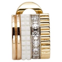 Clip E Boucheron Quatre White Edition Ceramic Diamond 18k Trois tons d'or