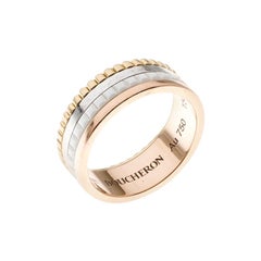 Boucheron Quatre White Edition Three Tone 18k Gold Band Ring Size 50