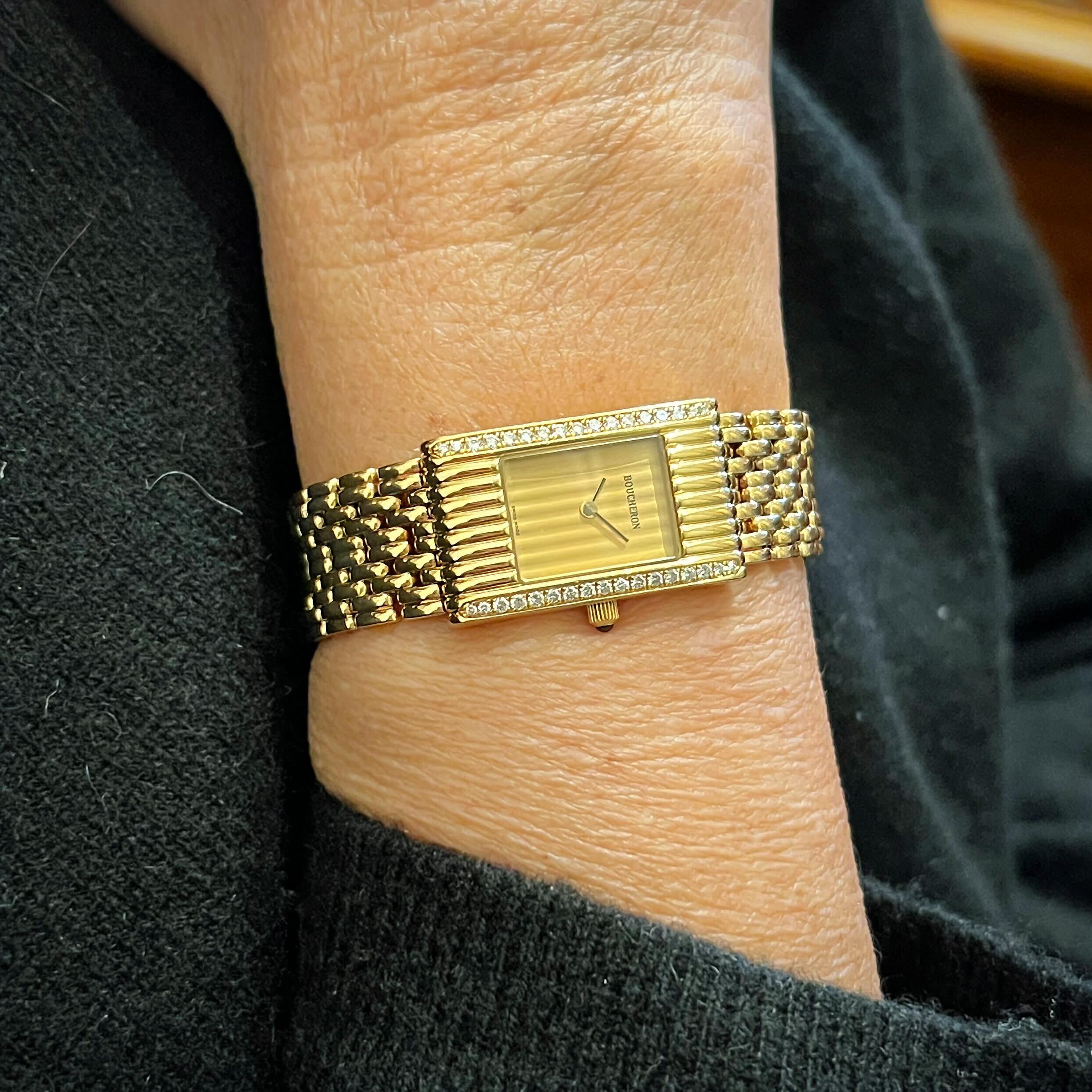 BOUCHERON Reflet Gold Diamond Watch In Good Condition For Sale In New York, NY