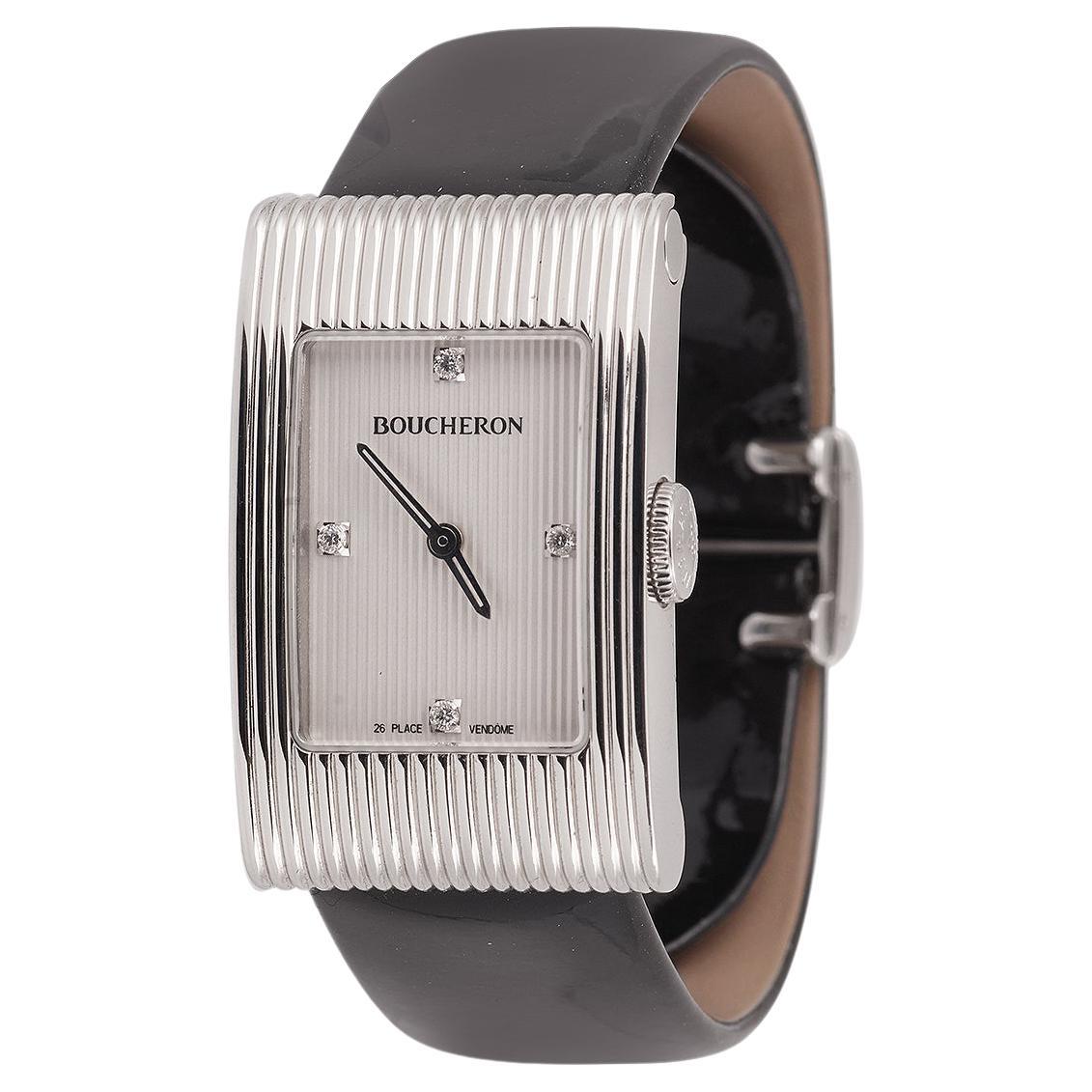 Womens Accessories Watches Boucheron Leather Womens Stainless Steel Reflet Steel in Grey 