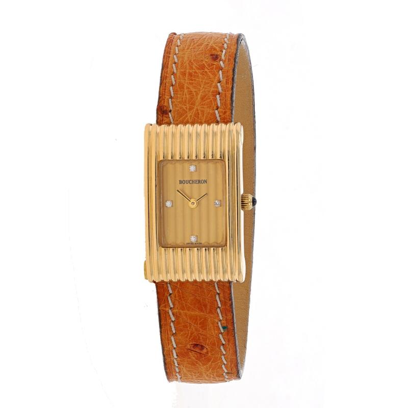 Women's Boucheron Reflet Small Ladies Wristwatch Yellow Gold 18k Quartz 3 Bands 1Yr Wnty For Sale