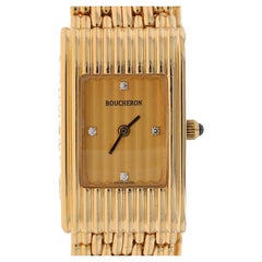 Boucheron Reflet Small Ladies Wristwatch Yellow Gold 18k Quartz 3 Bands 1Yr Wnty