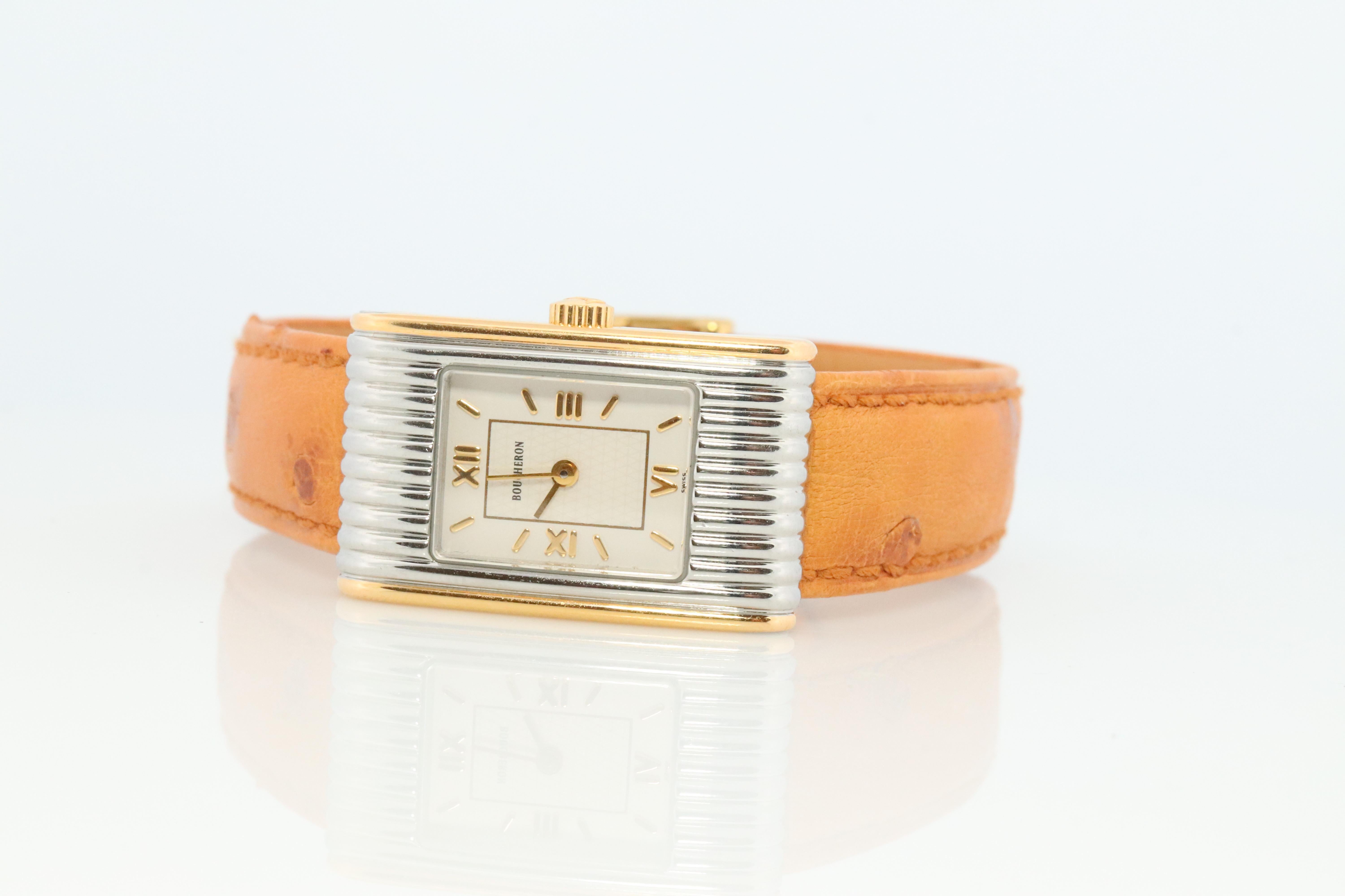 Boucheron Reflet Watch. Vintage Boucheron AL 404799 Stainless Steel In Good Condition For Sale In Port Charlotte, FL