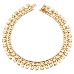 Boucheron Retro 1940s 18k Gold Flexible Fringe Disc Necklace