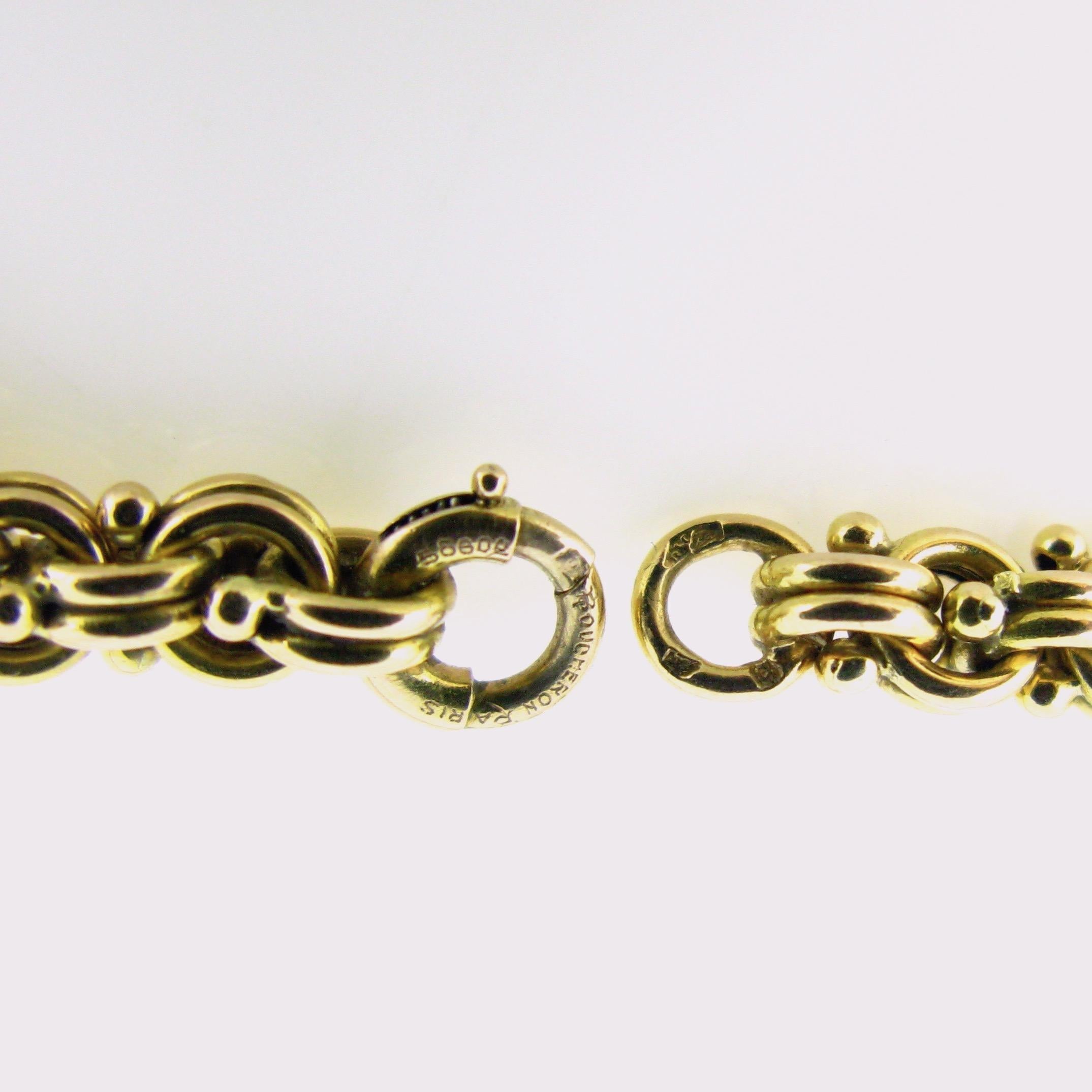 Women's or Men's Boucheron Retro Double Link Beads Yellow Gold Graduated Link Necklace